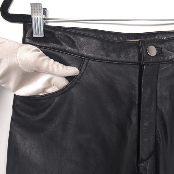 NWT Rem Garson Size 8 Pants Women’s GENUINE LEATHER Black Bootcut 90s VINTAGE - Picture 8 of 12